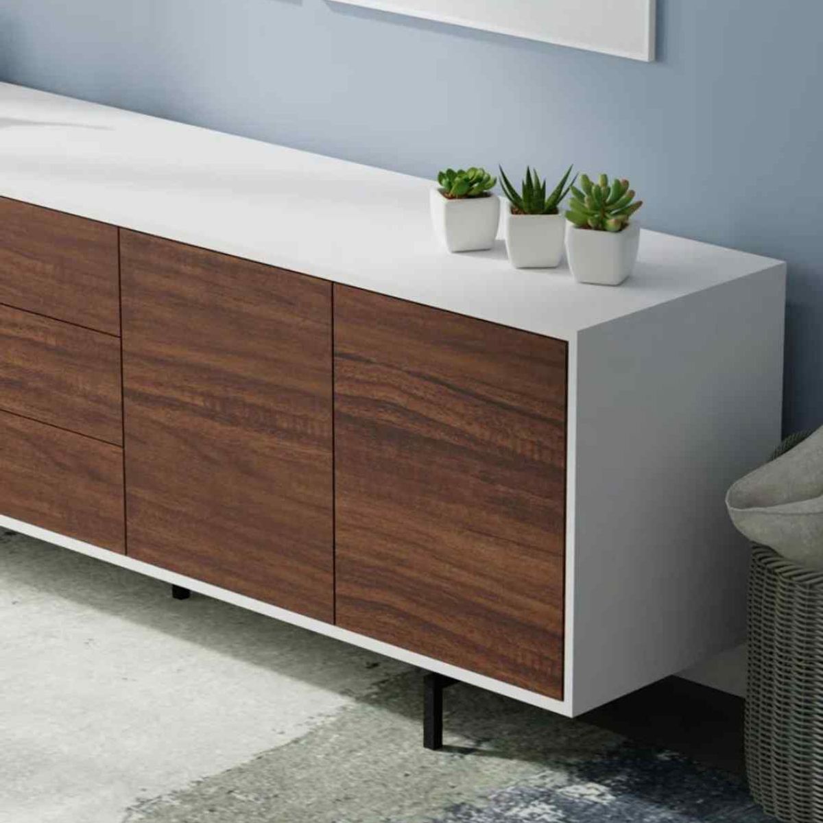 VENTITAS HOME - Mesa de Tv Moderna 75” Xania Ventitas Home Blanco y Bellota