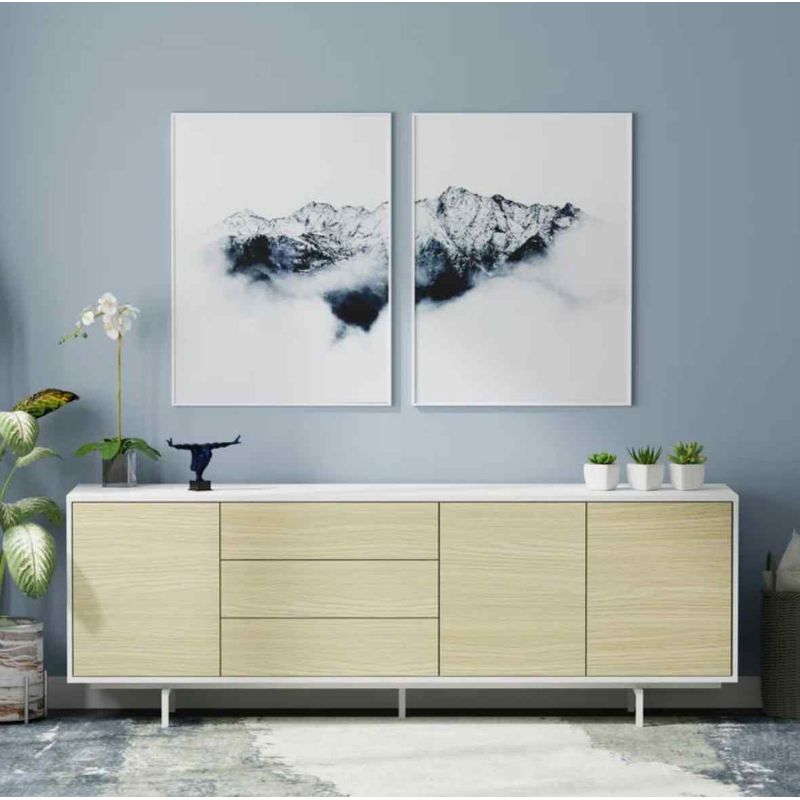 VENTITAS HOME - Mesa de Tv Moderna 75” Xania Ventitas Home Blanco y Manzano