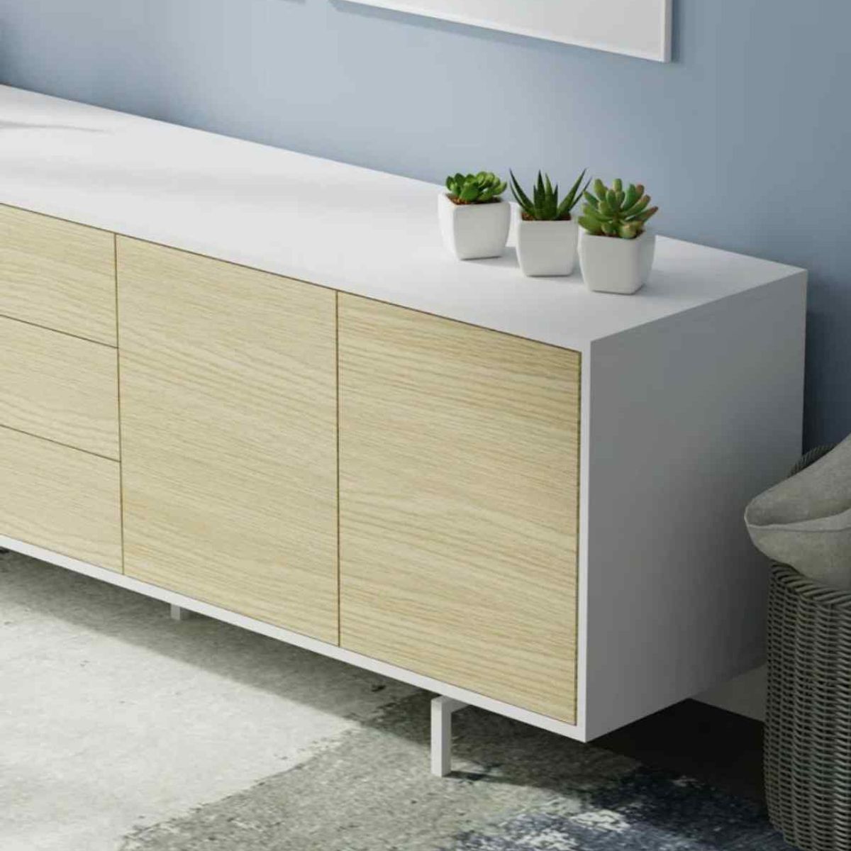 VENTITAS HOME - Mesa de Tv Moderna 75” Xania Ventitas Home Blanco y Manzano