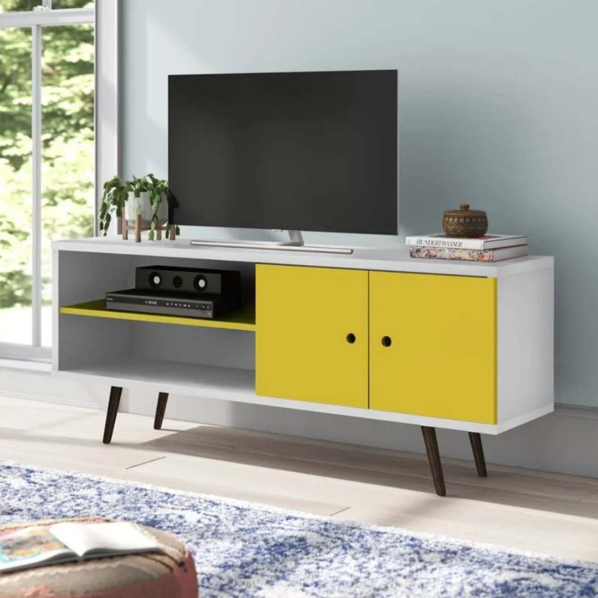 VENTITAS HOME - Mesa de Tv Consola Vintage 75” Grana Ventitas Home Blanco y Mango