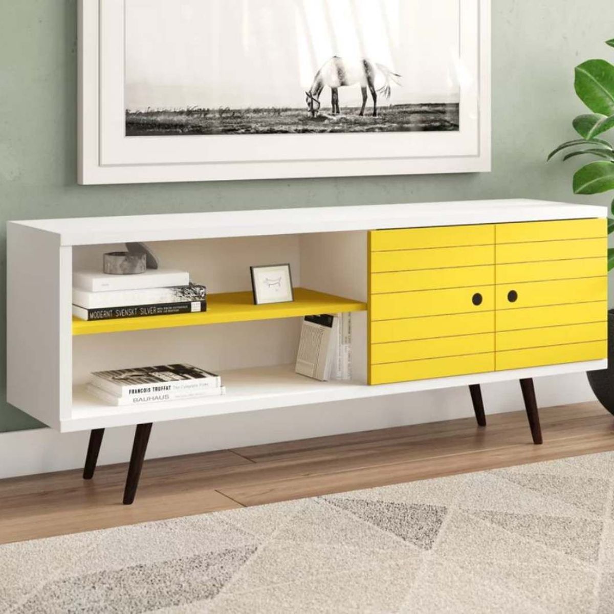 VENTITAS HOME - Mesa de Tv Consola Vintage 75” Grana Ventitas Home Blanco y Mango