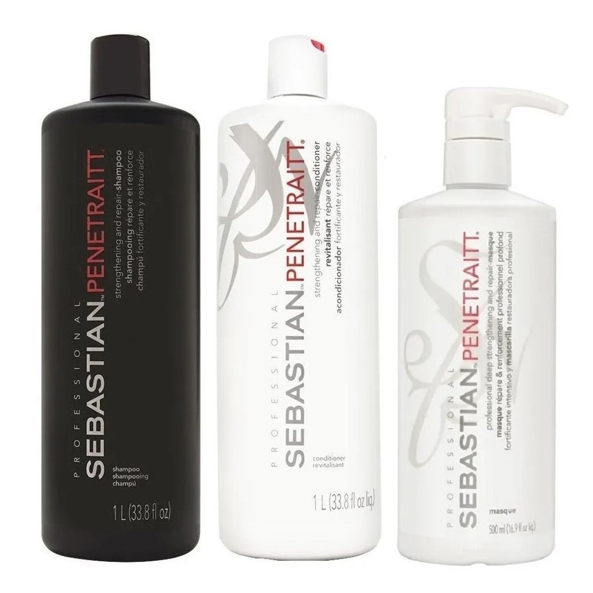 SEBASTIAN - Shampoo 1000ml  + Acondicionador + Mascarilla Sebastian Penetraitt