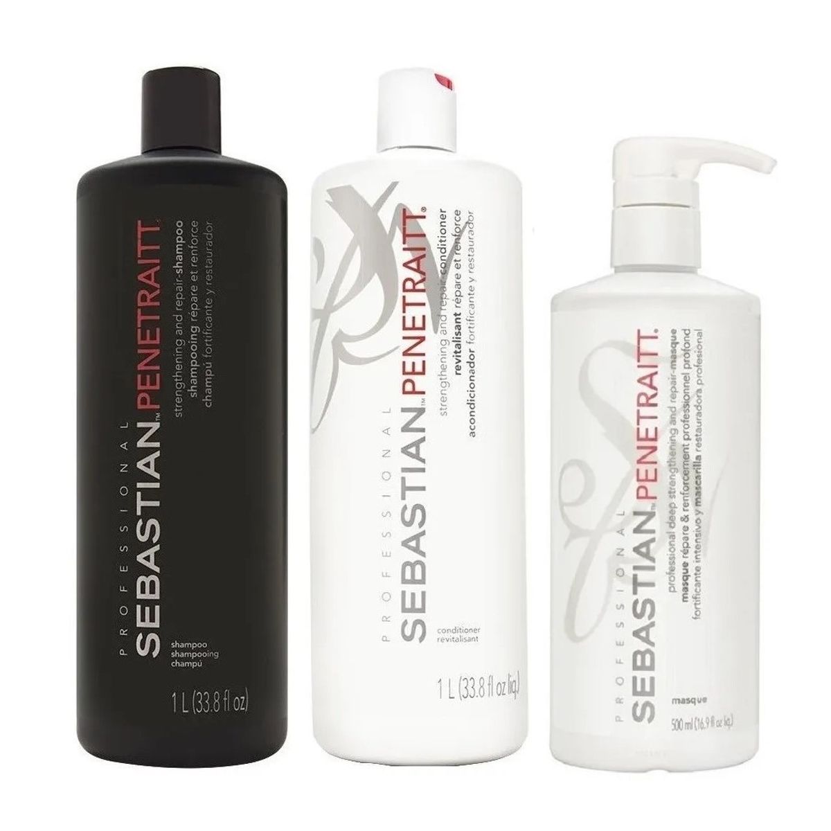 SEBASTIAN - Shampoo 1000ml  + Acondicionador + Mascarilla Sebastian Penetraitt