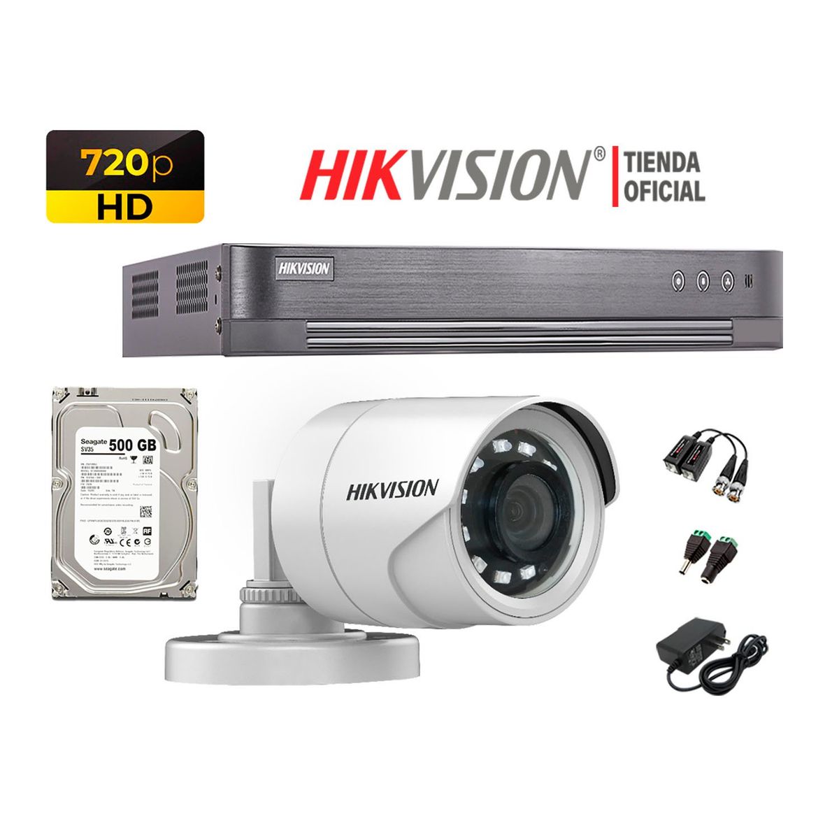 HIKVISION - Kit 1 Cámara Seguridad Hd 720P + Disco 500Gb Oferta P2P