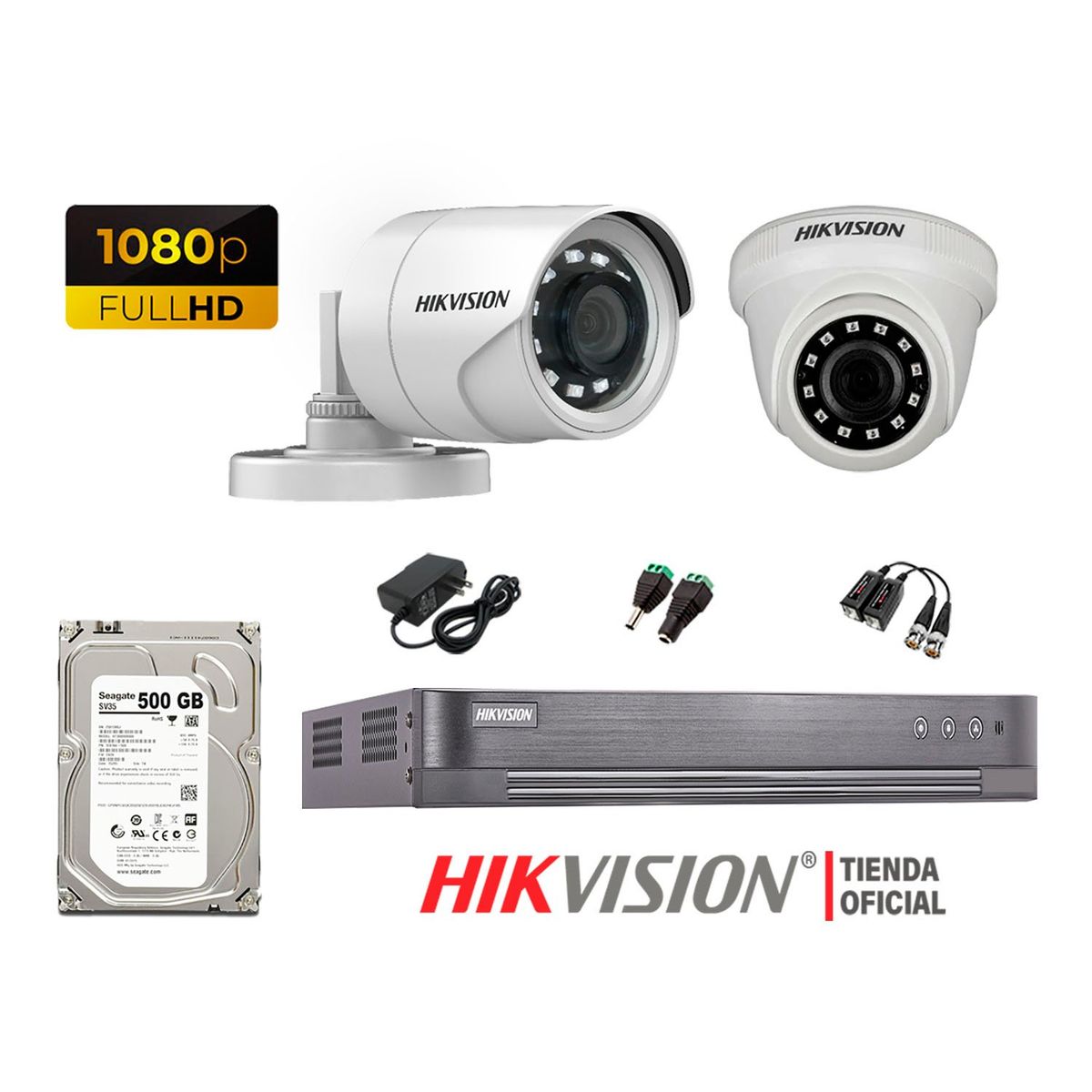 HIKVISION - Kit 2 Cámaras Seguridad Full Hd 1080P + Disco 500Gb Oferta