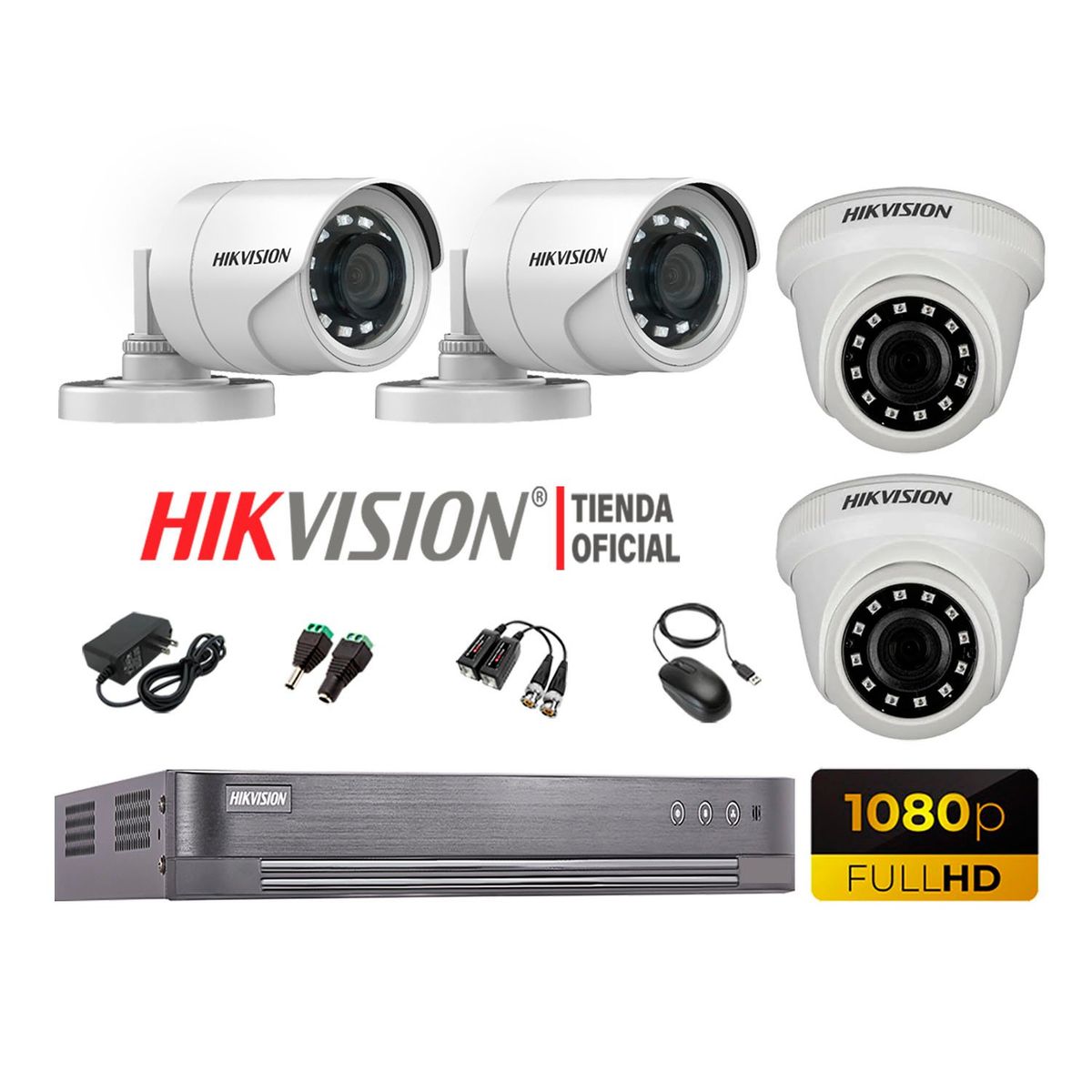 HIKVISION - Kit 4 Cámaras Seguridad Full Hd 1080P + Cable Hdmi Oferta
