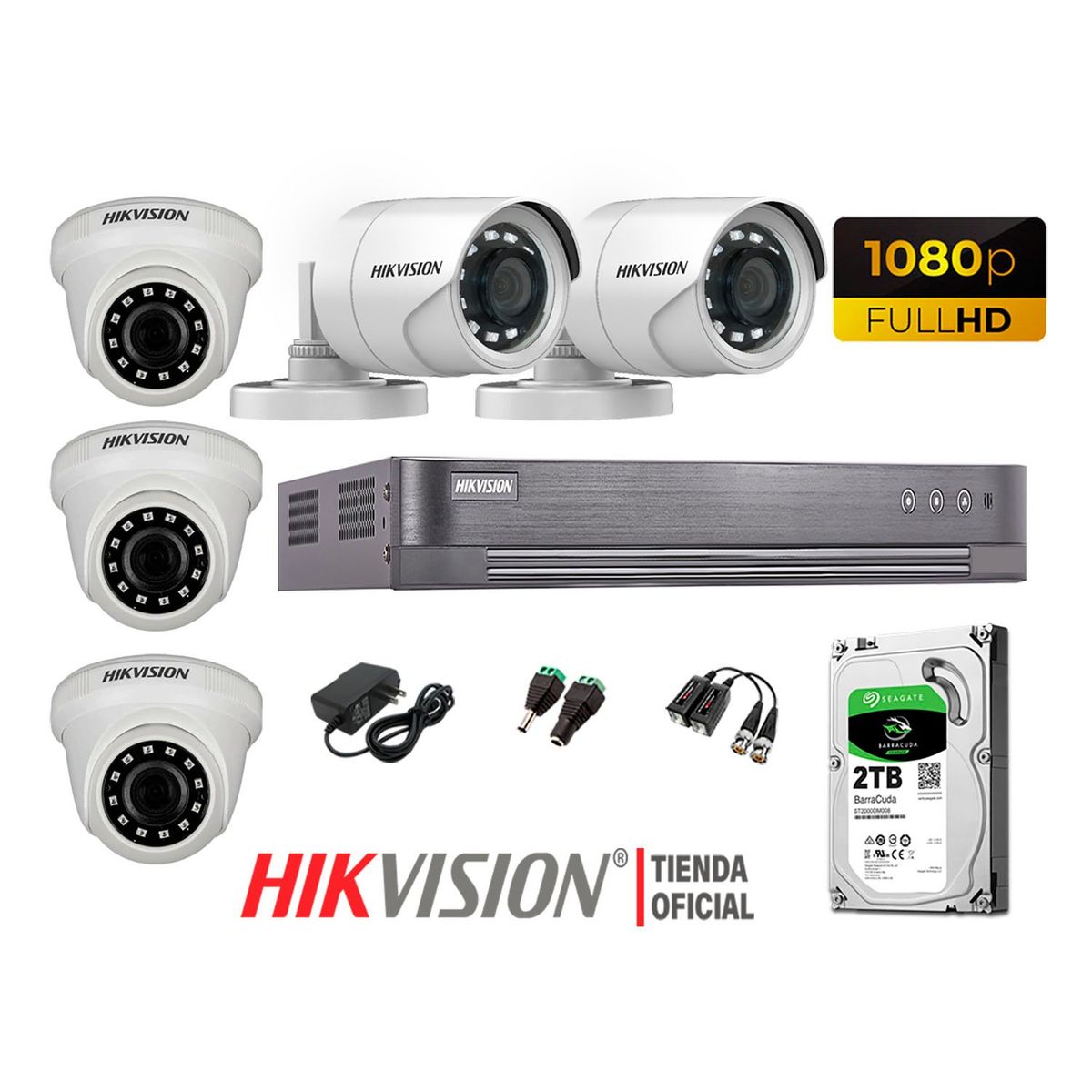 HIKVISION - Kit 5 Cámaras Seguridad Full Hd 1080P + Disco 2Tb Oferta 2Mp