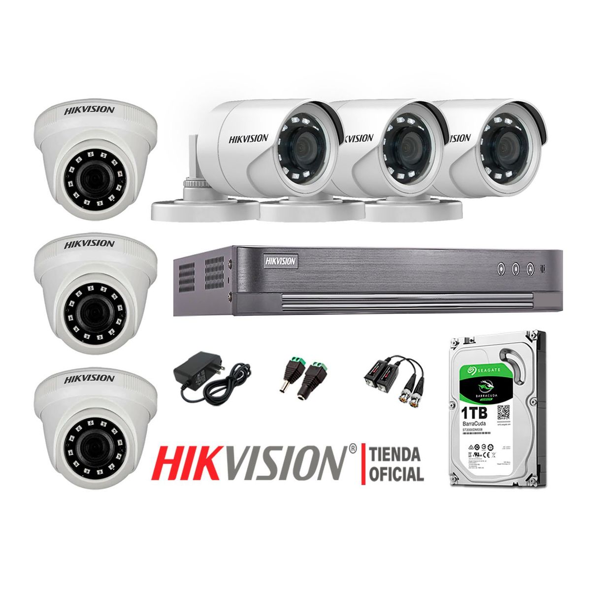 HIKVISION - Kit 6 Cámaras Seguridad Full Hd 1080P + Disco 1Tb Oferta P2P