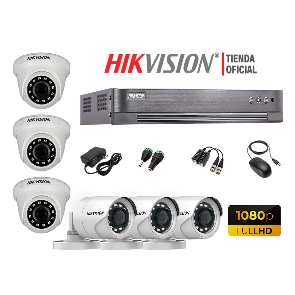 HIKVISION - Kit 6 Cámaras Seguridad Full Hd 1080P + Cable Hdmi Oferta