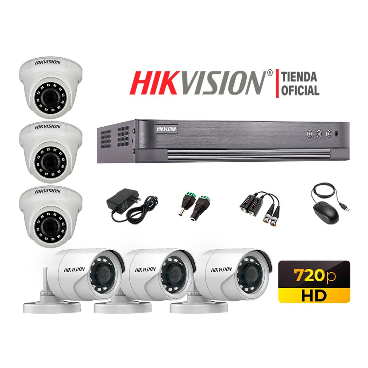 HIKVISION - Kit 6 Cámaras Seguridad Hd 720P + Cable Hdmi Oferta P2P