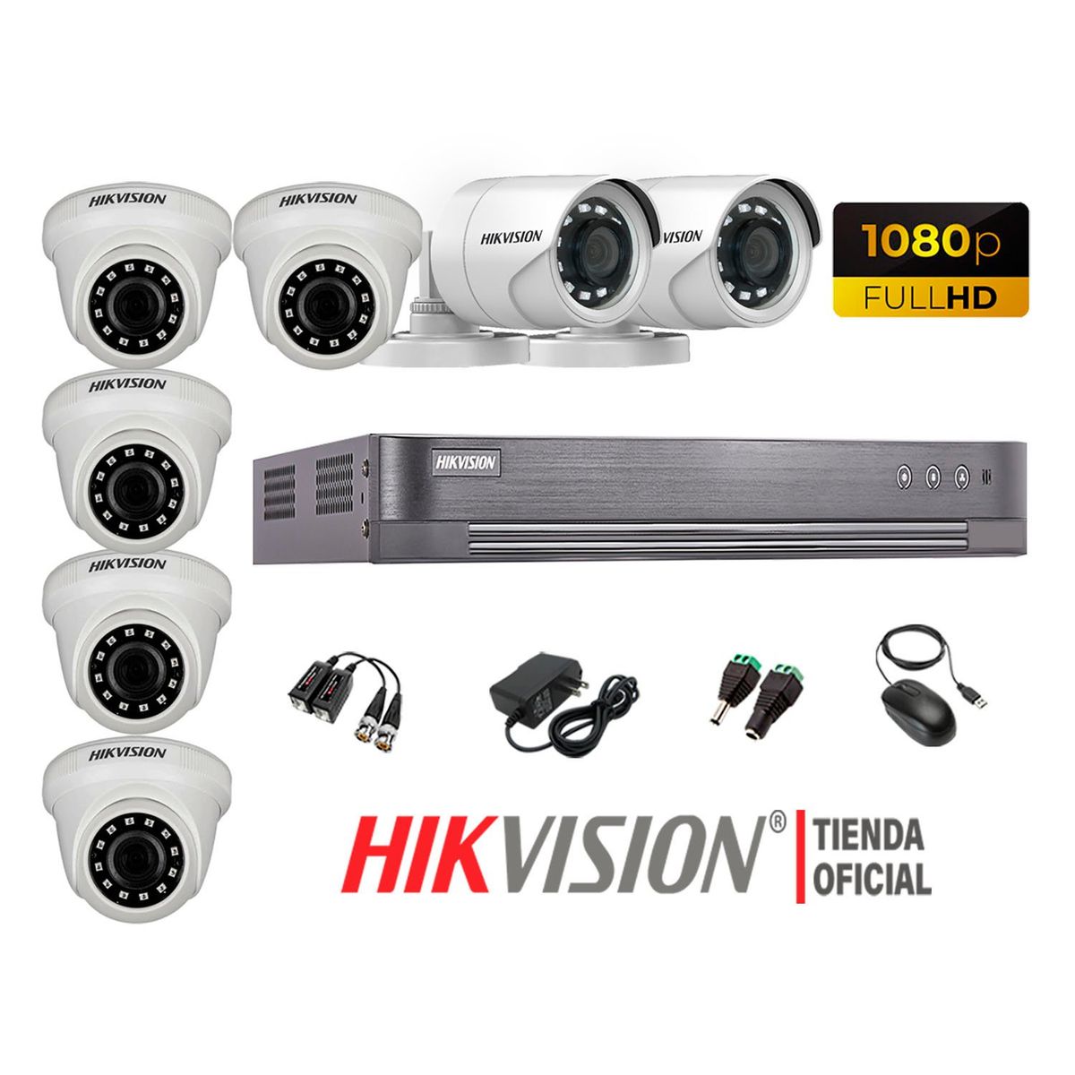 HIKVISION - Kit 7 Cámaras Seguridad Full Hd 1080P + Cable Hdmi Oferta