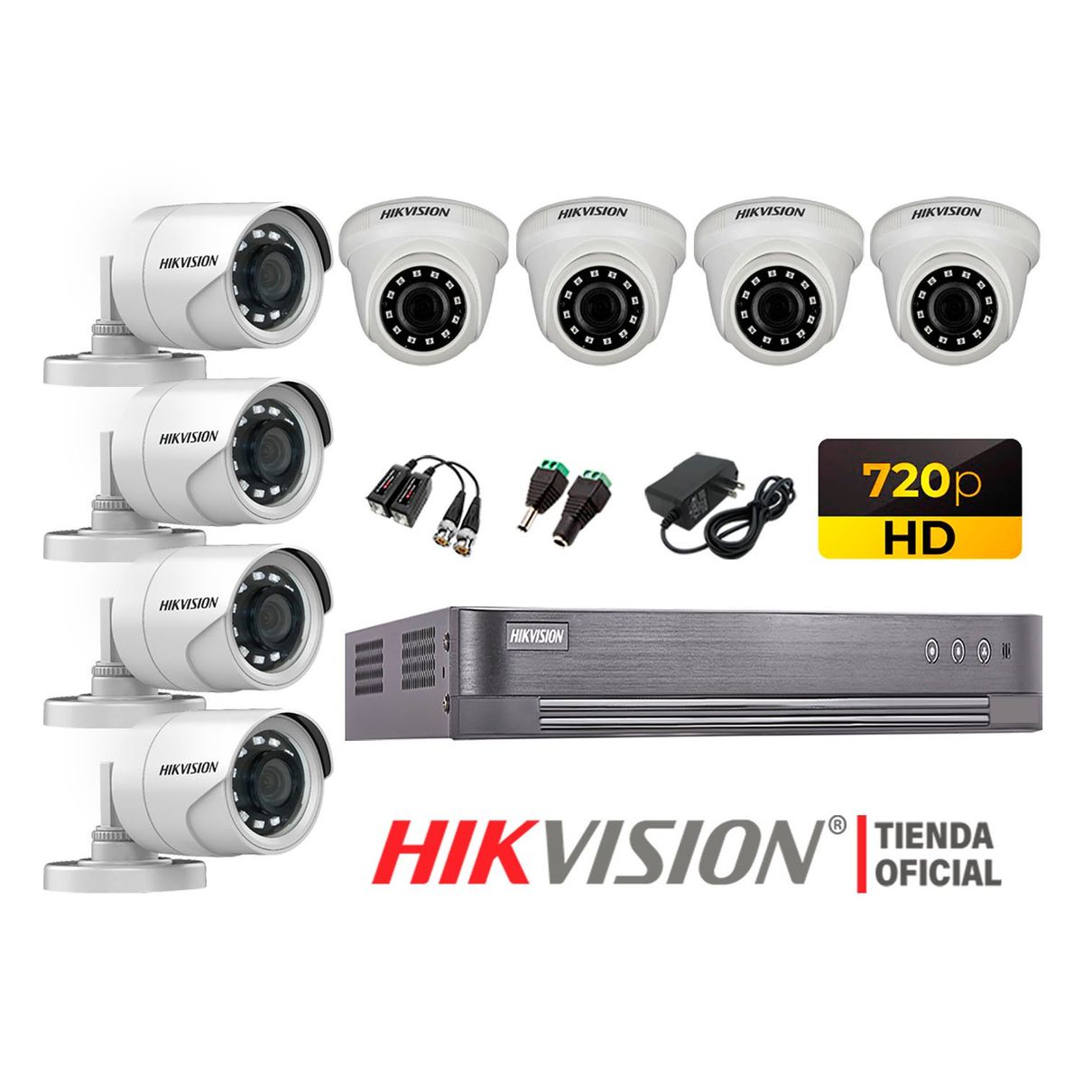 HIKVISION - Kit 8 Cámaras Seguridad Hd 720P + Cable Hdmi Oferta P2P