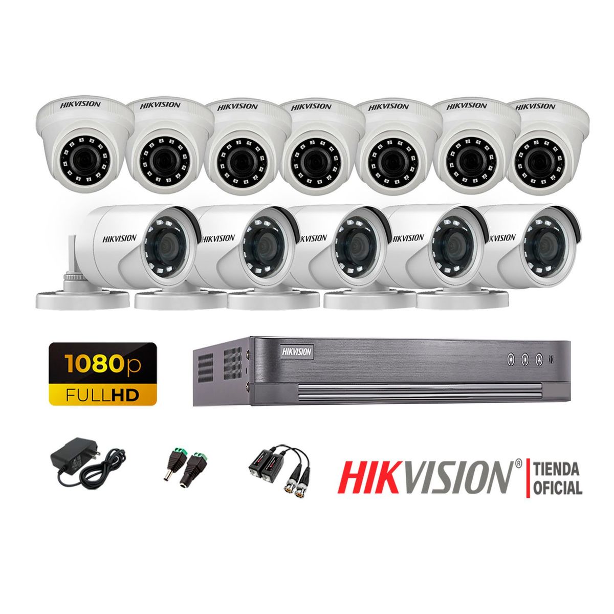 HIKVISION - Kit 12 Cámaras Seguridad Full Hd 720 + Cable Hdmi Oferta P2P