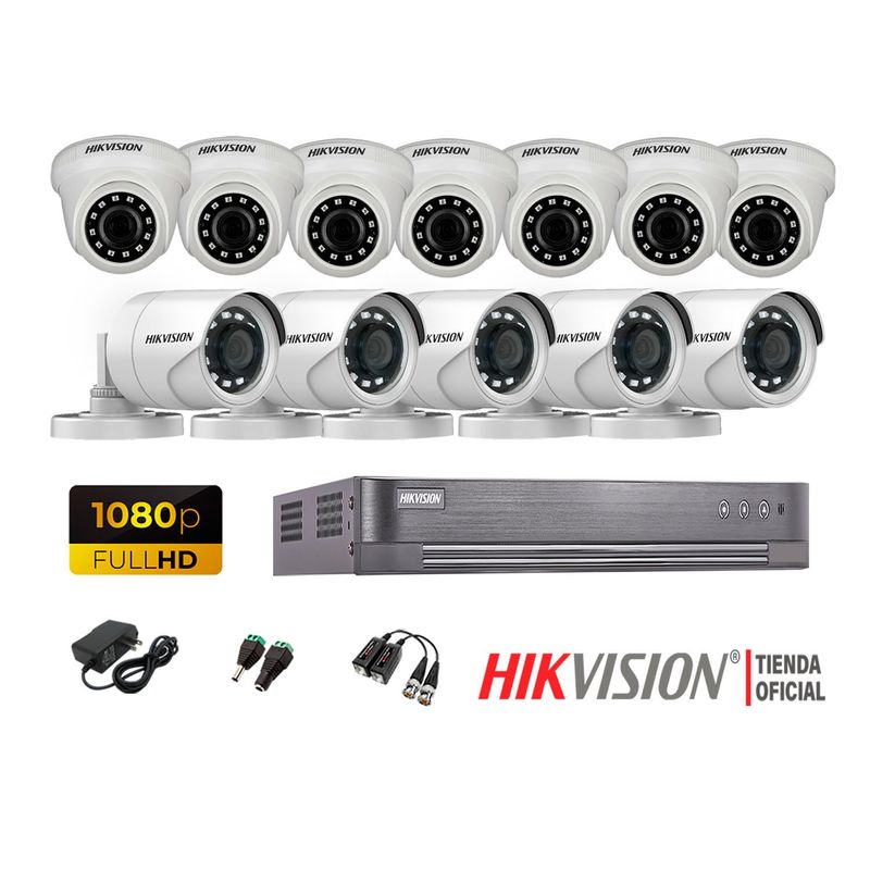 HIKVISION - Kit 12 Cámaras Seguridad Full Hd 720 + Cable Hdmi Oferta P2P