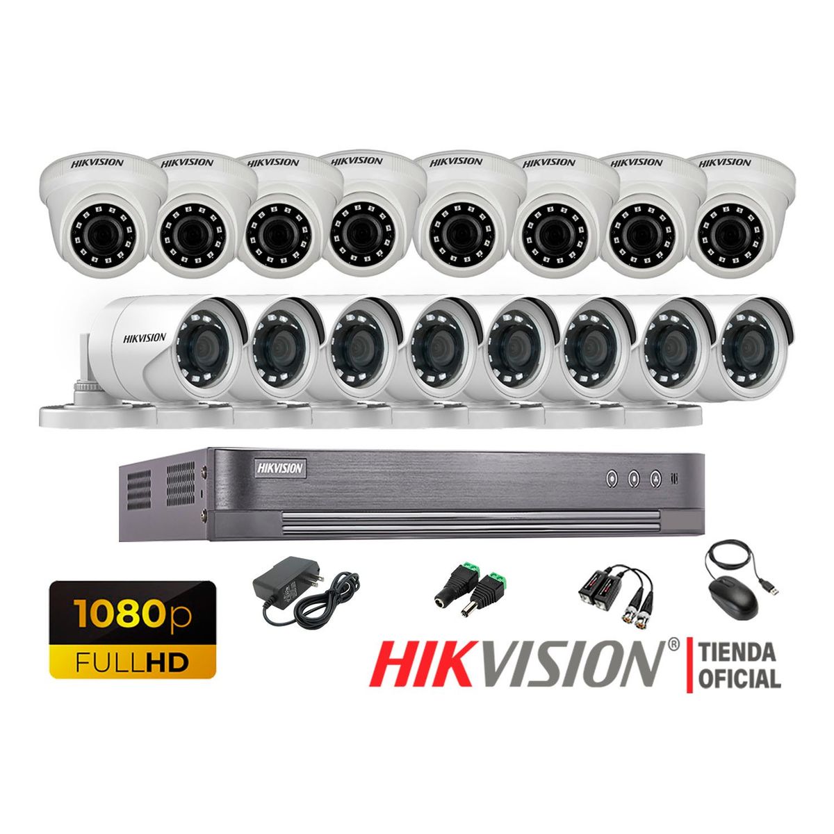 HIKVISION - Kit 16 Cámaras Seguridad Full Hd 1080P + Cable Hdmi Oferta