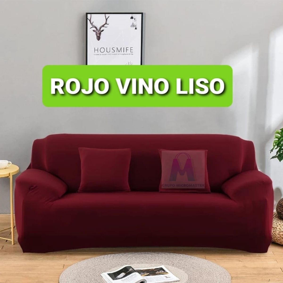 GENERICO - Forros Spandex modular L 3-2-1 Rojo Vino Liso