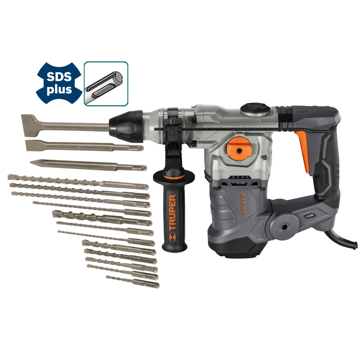 TRUPER - Combo rotomartillo industrial 6 Joules con 15 brocas SDS plus