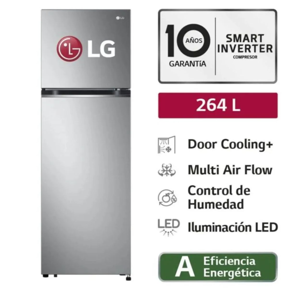 LG - Refrigeradora LG 264 Lts. Top Freezer con Door Cooling - GT26BPP