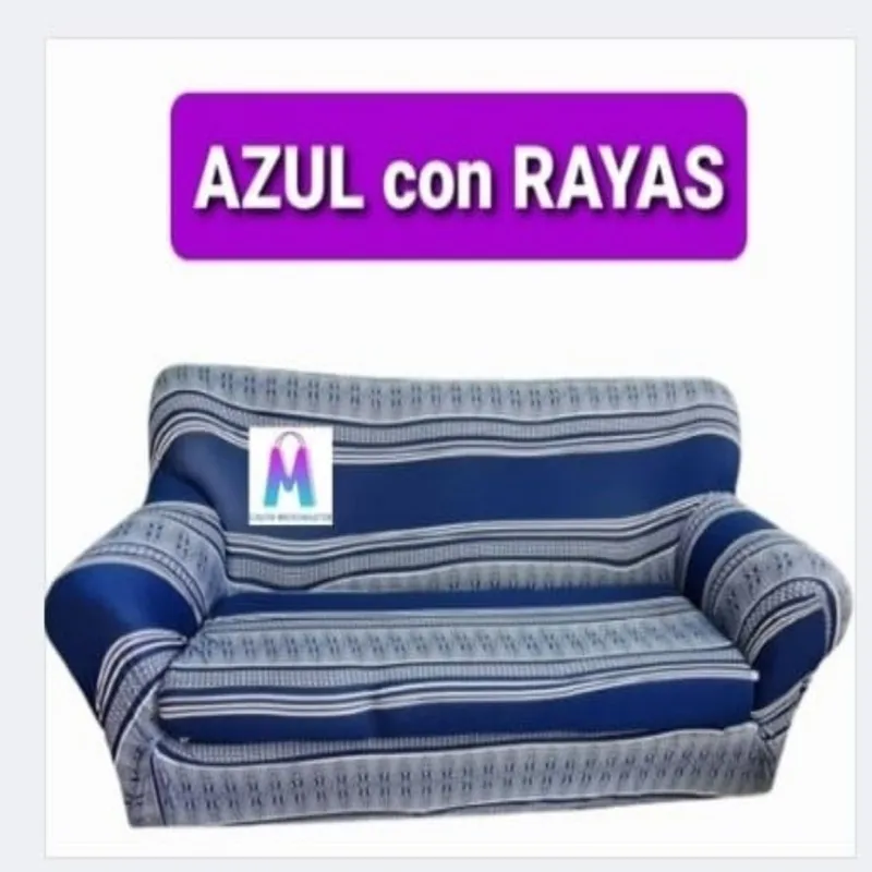 GENERICO - Forros Spandex modular L 3-2-1 Azul Rayas Blancas