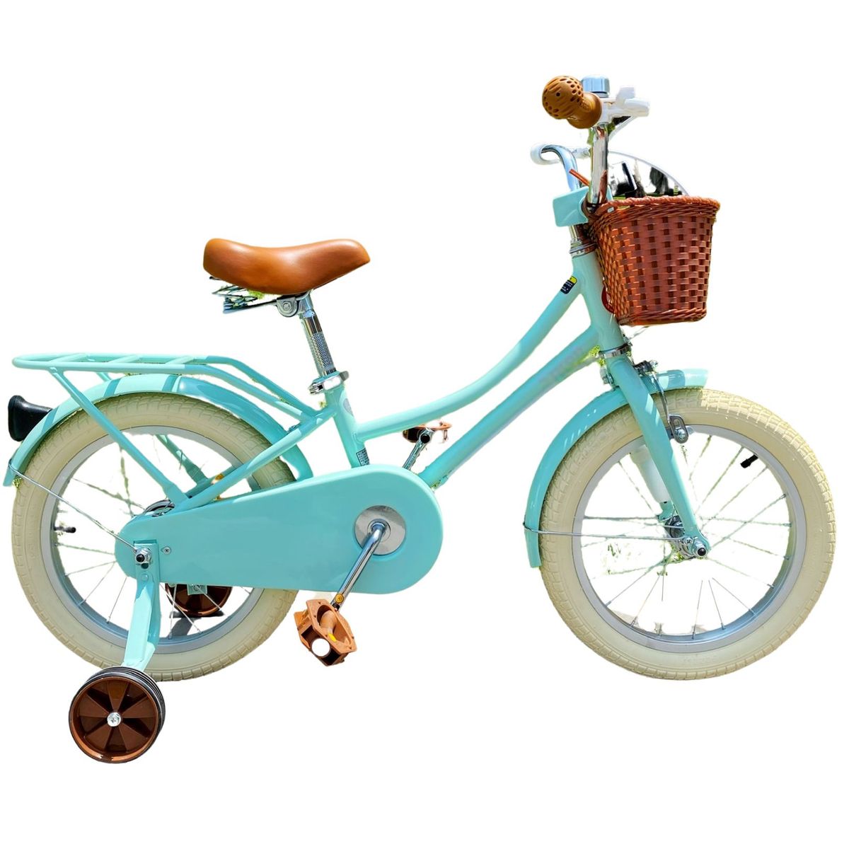 JOY STAR - Bicicleta Para Niña con Rueditas Stitch Aro 16 Verde Agua