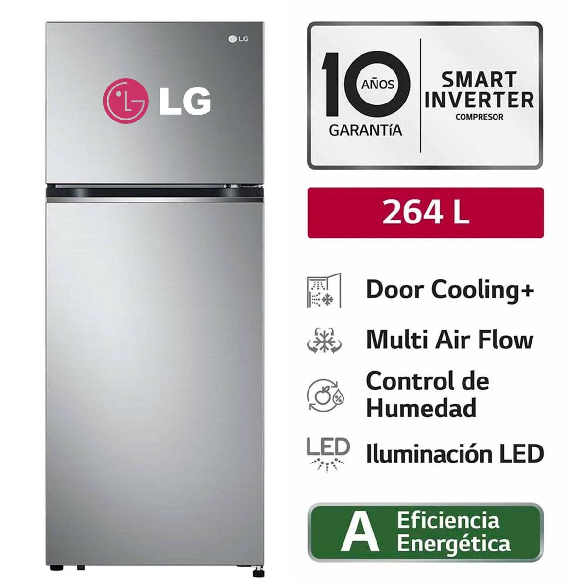 LG - Refrigeradora LG 264 L No Frost GT26BPP Plateada