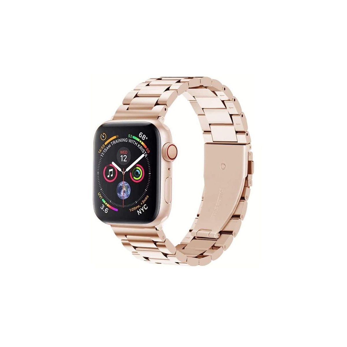 GENERICO - Correa Acero Inoxidable para Apple Watch 42mm 44mm Y 45mm Rosa Gold