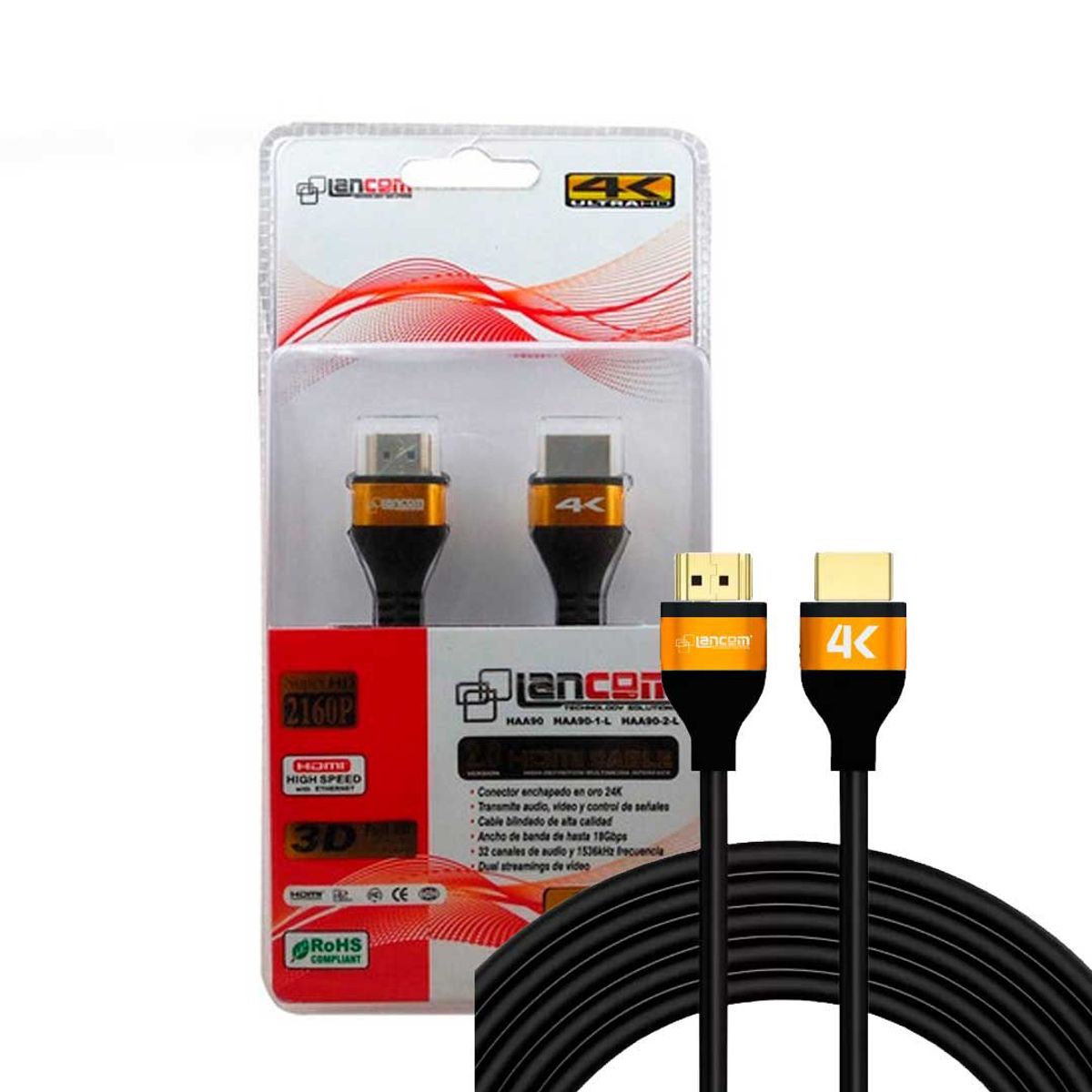LANCOM - Cable HDMI Lancom 2.0 Full HD, 4k -  2 metros