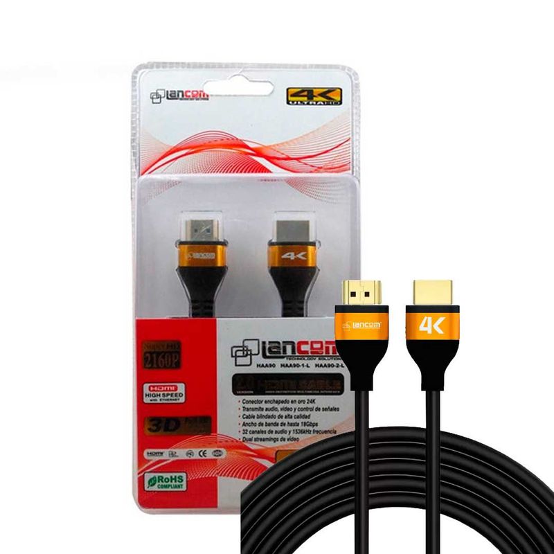 LANCOM - Cable HDMI Lancom 2.0 Full HD, 4k -  2 metros