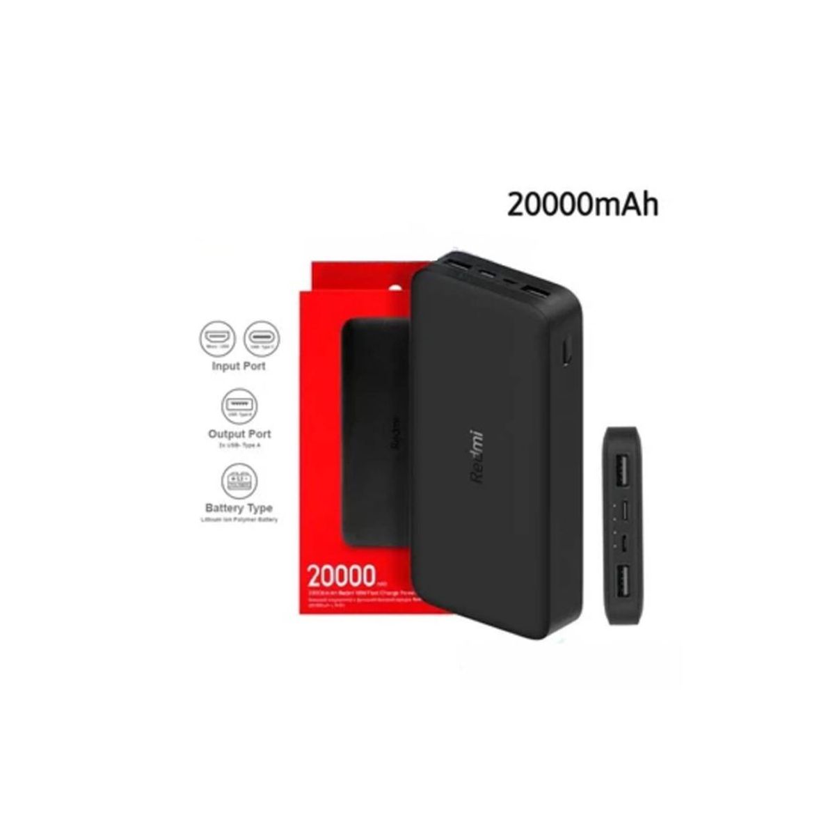 XIAOMI - Cargador Portátil Original Xiaomi Redmi Power Bank 20000 Mah 18 Watts