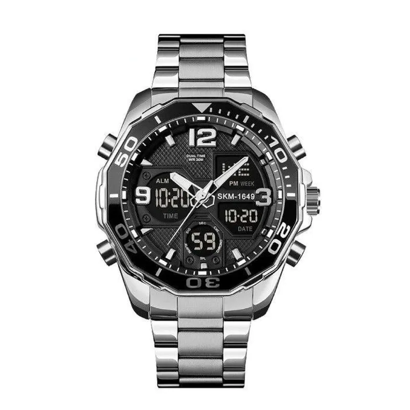 SKMEI - Reloj SKMEI 1649 multifunción con hora dual a prueba de agua IP67 inox