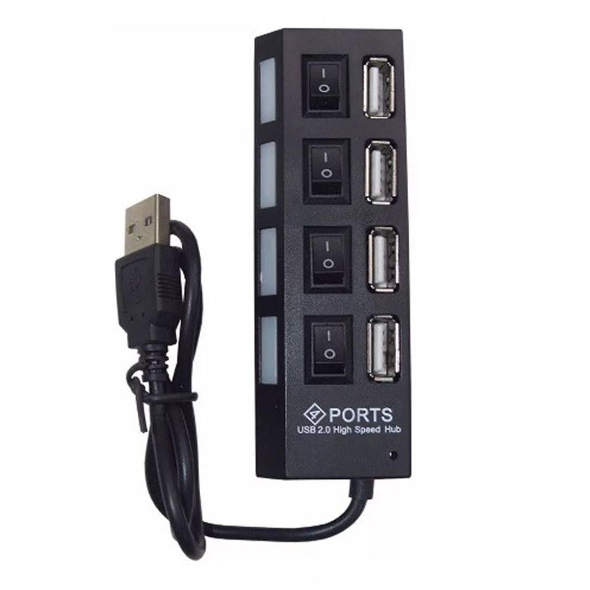 GENERICO - Extensión Multipuertos Hub 4 Puertos USB - Negro