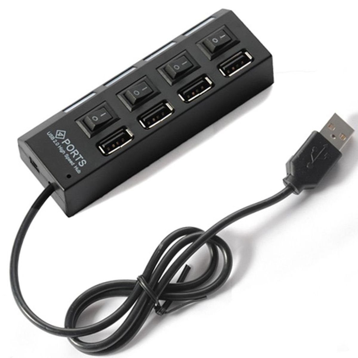 GENERICO - Extensión Multipuertos Hub 4 Puertos USB - Negro