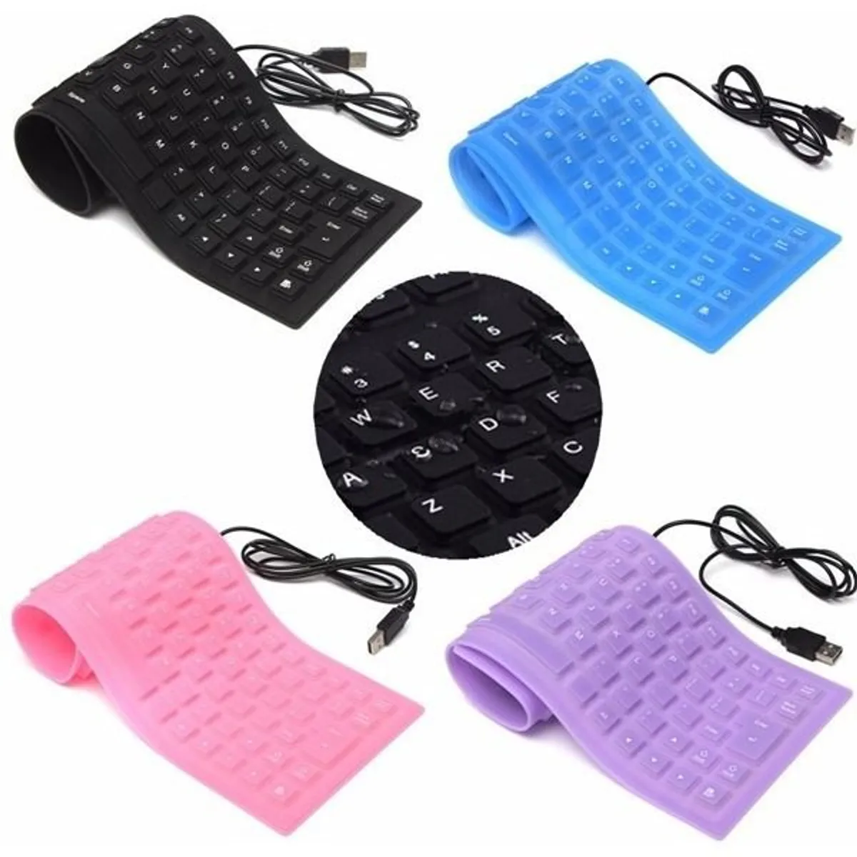 SEISA - Teclado Flexible enrollable Impermeable-entrada Usb