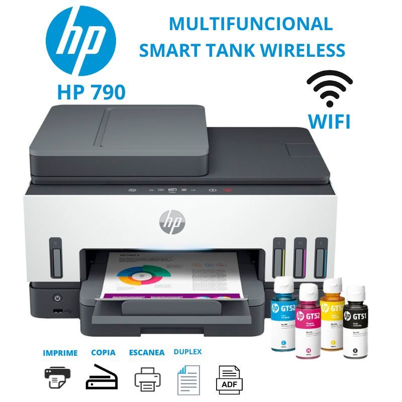 HP - Impresora Multifuncional HP Smart Tank 790 Wifi Duplex ADF Fax