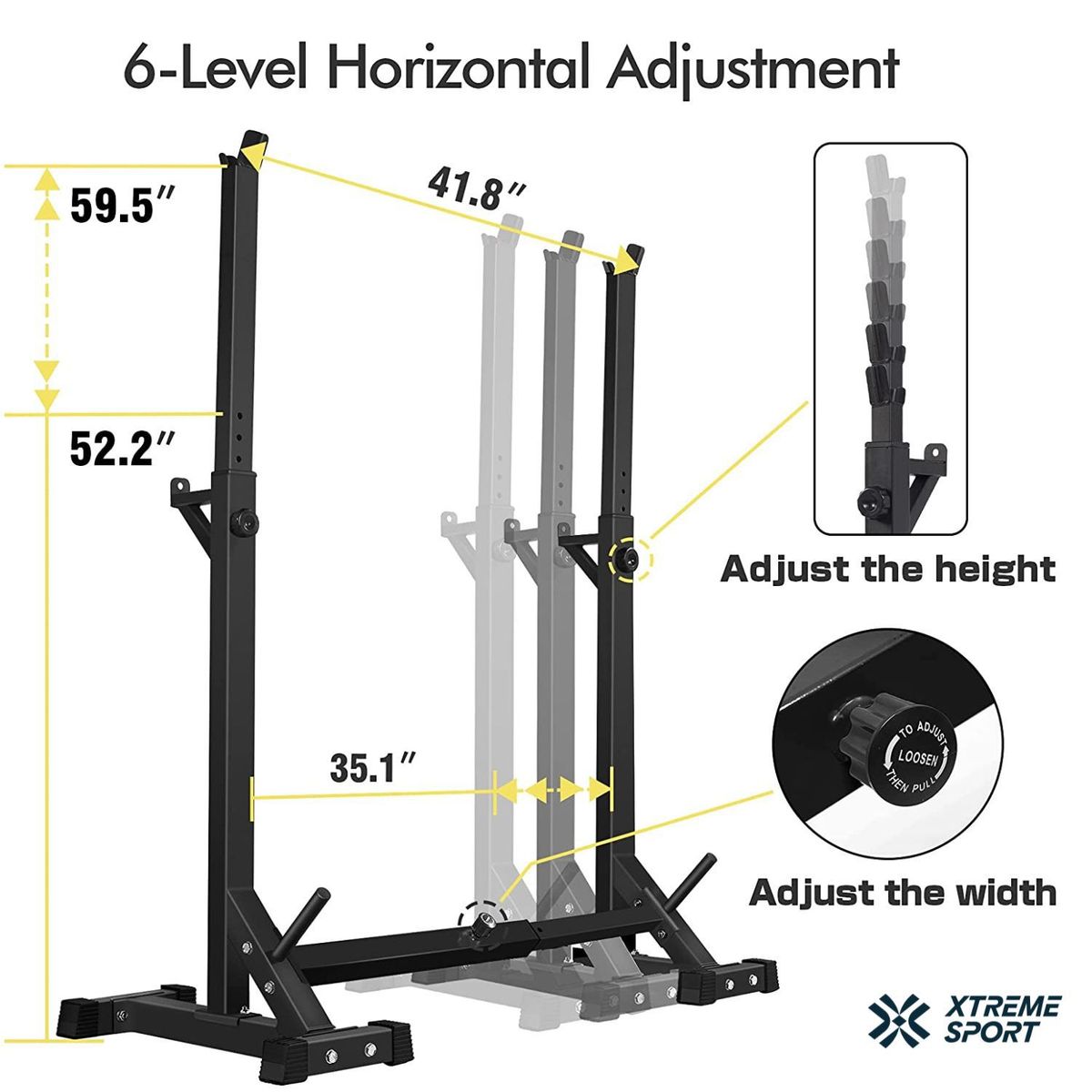 XTREME SPORT - Soporte de Barra Rack Squat para Sentadillas Multitrainer
