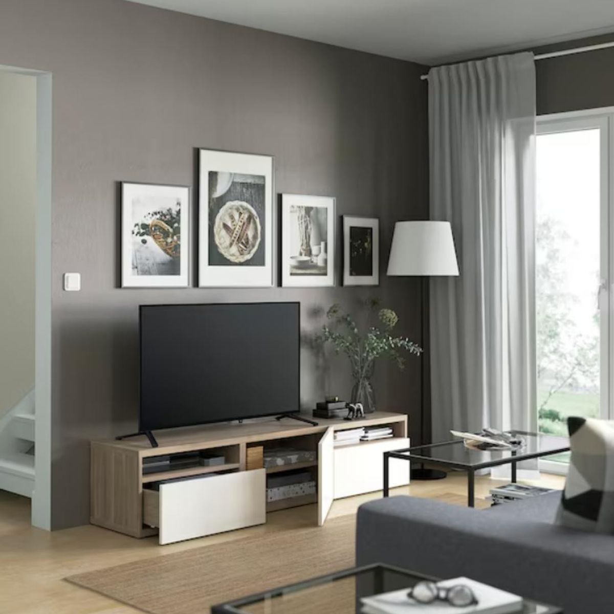VENTITAS HOME - Mesa de Tv Moderna 75 Mallini Ventitas Home Rovere y Blanco
