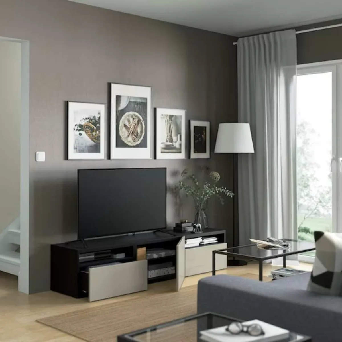 VENTITAS HOME - Mesa de Tv Moderna 75 Mallini Ventitas Home Negro y Blanco