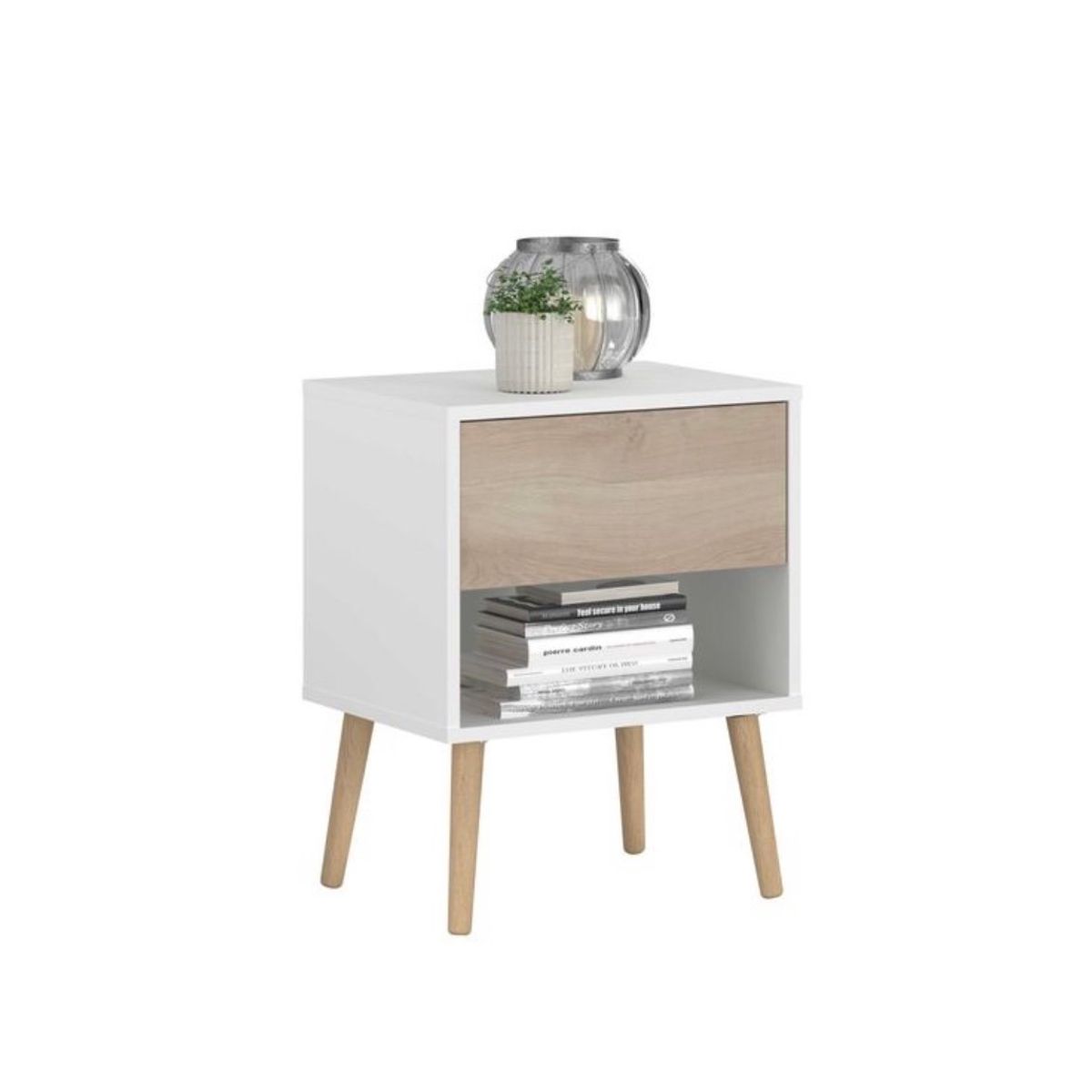 VENTITAS HOME - Velador Praga 1 Cajón Ventitas Home Color Blanco y Duna