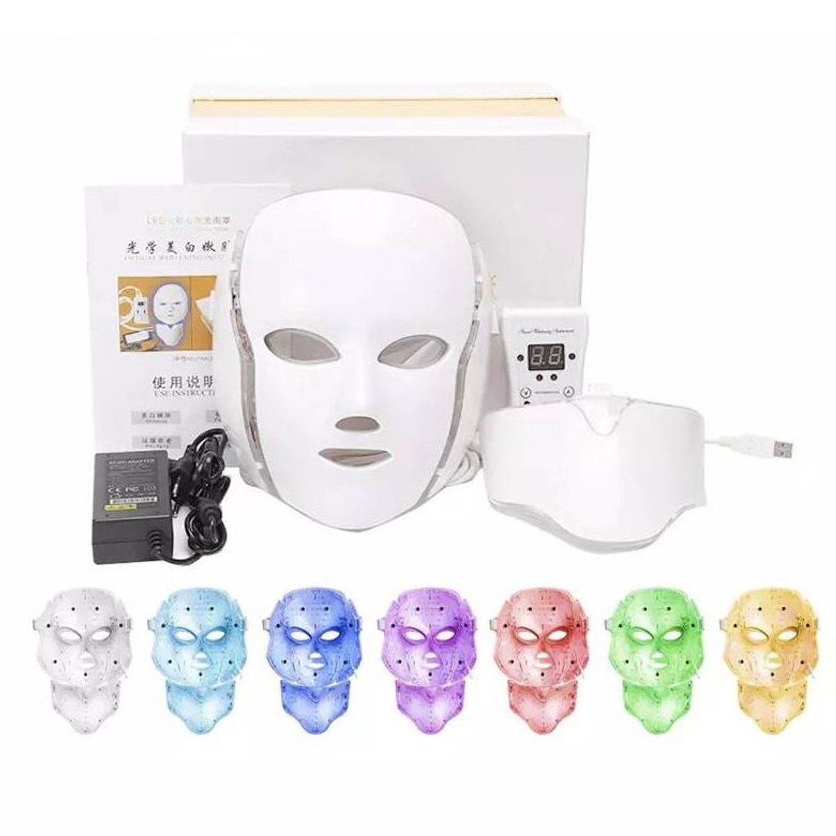 GENERICO - MASCARA LED 7 COLORES - FOTOTERAPIA ACNE ANTIAGE