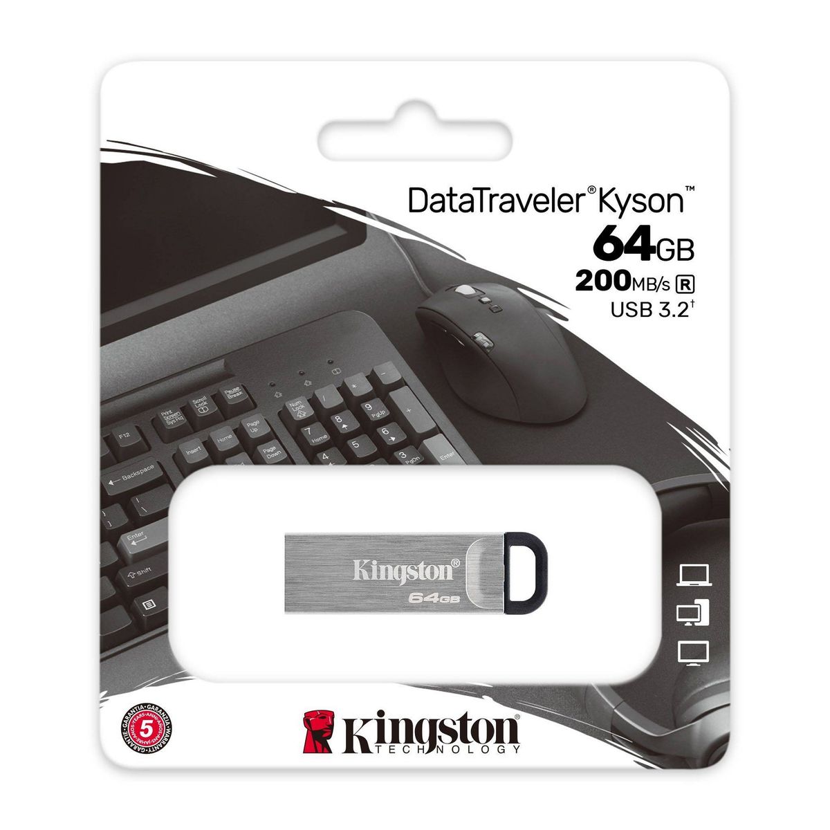 KINGSTON - Memoria Usb Kingston Datatraveler Kyson 3.2 Gen 1 De 64 Gb.