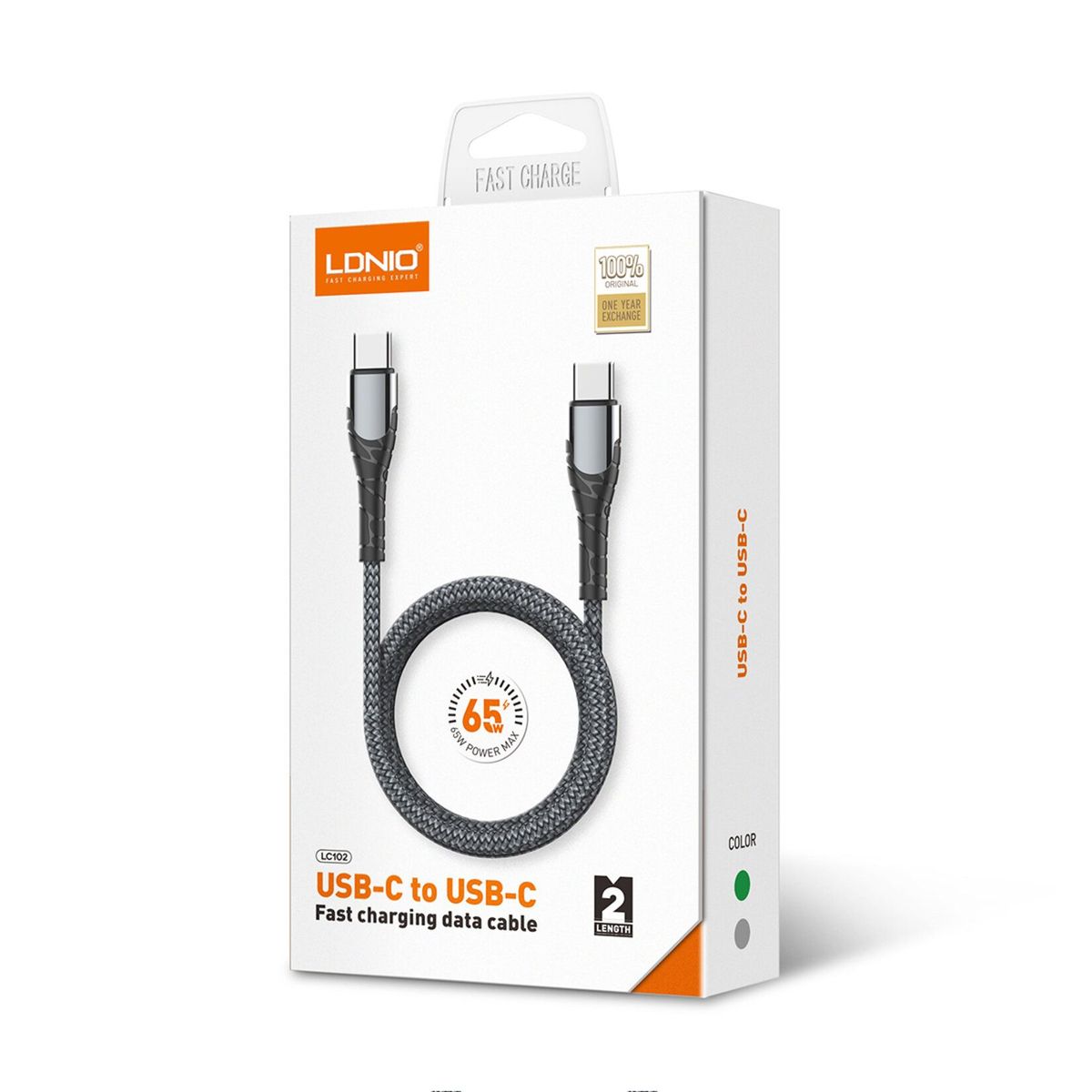 LDNIO - Cable USB-C a USB-C Para MacBook iPad De 2mt Anti Quebraduras