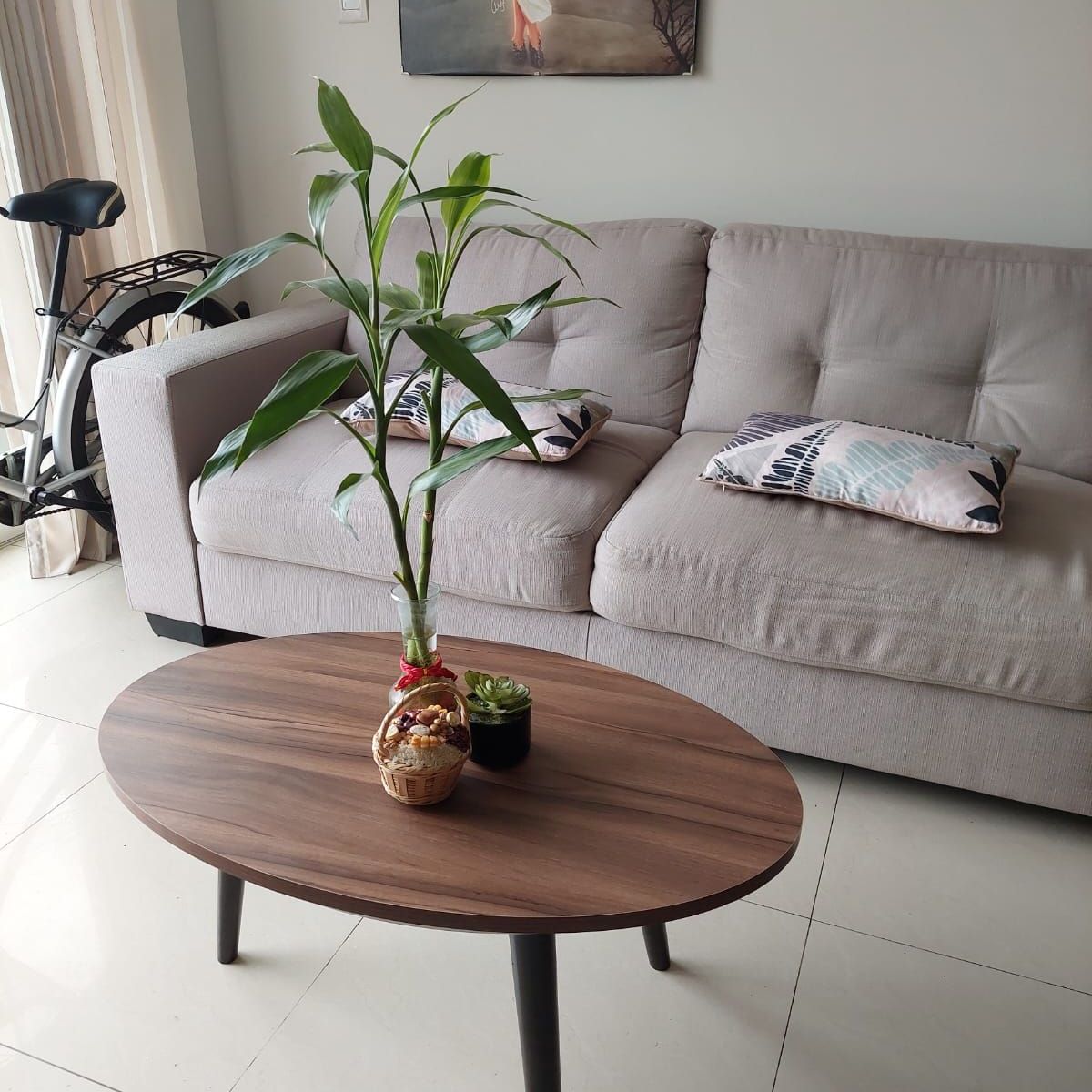 GENERICO - Mesa de centro ovalada marrón