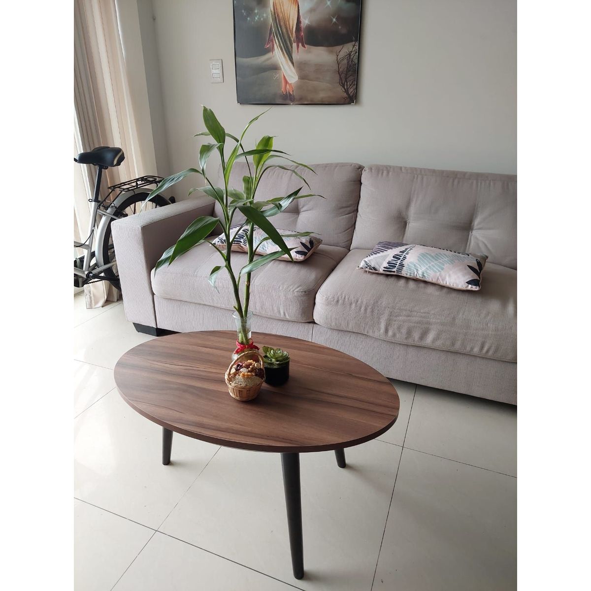 GENERICO - Mesa de centro ovalada marrón