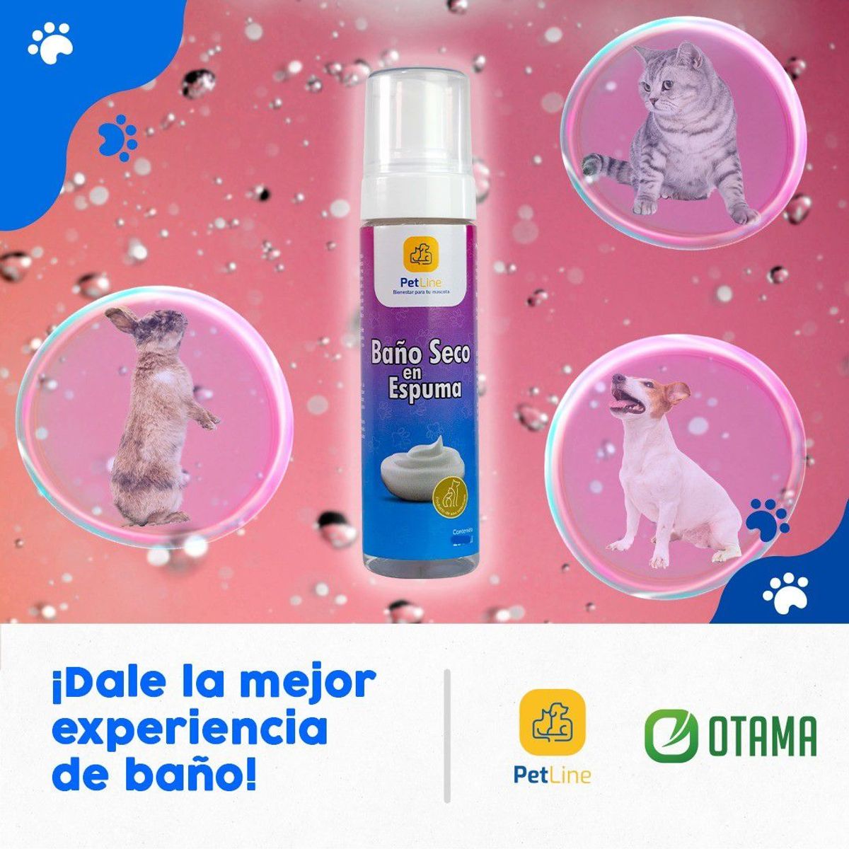 OTAMA - Baño Seco Shampoo en Espuma para perros Pet Line 200 ml