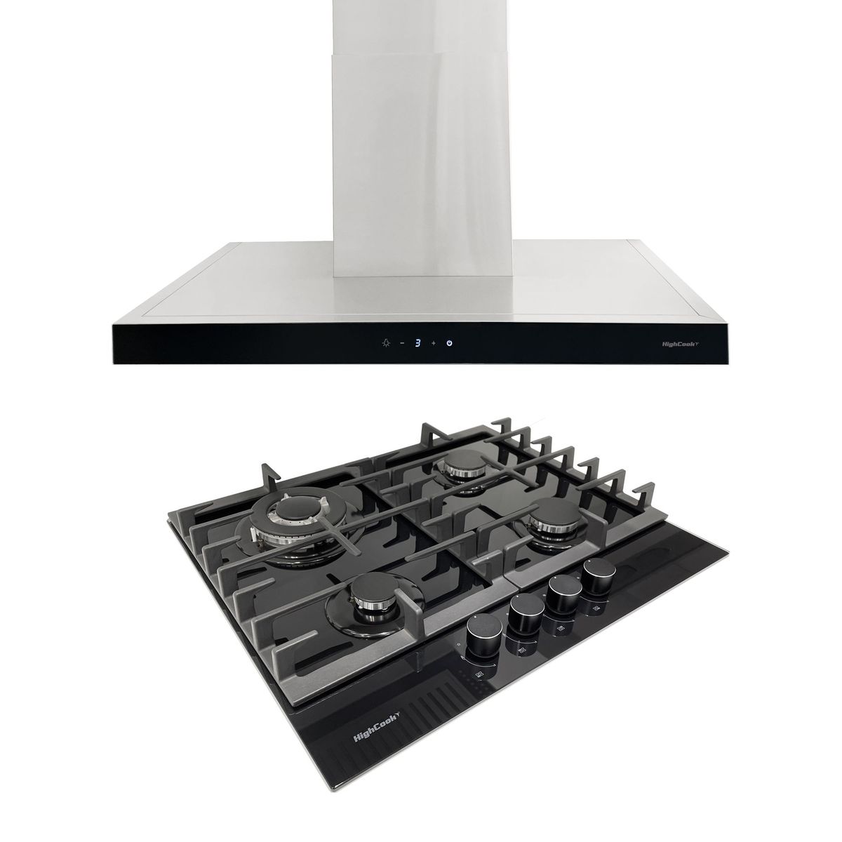 GENERICO - Combo Cocina empotrable a gas 4 quemadores + Campana extractora con doble filtro Marca Highcook