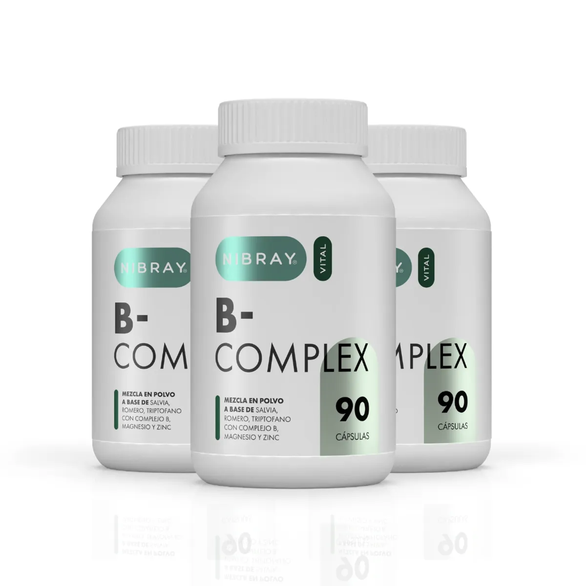 NIBRAY - Pack 3x2 Complejo B con Triptofano Magnesio y Zinc 90 Capsulas Nibray