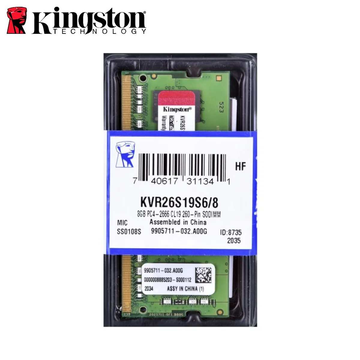 KINGSTON - Memoria RAM SODIMM Kingston 8GB, DDR4, 3200 MHz.