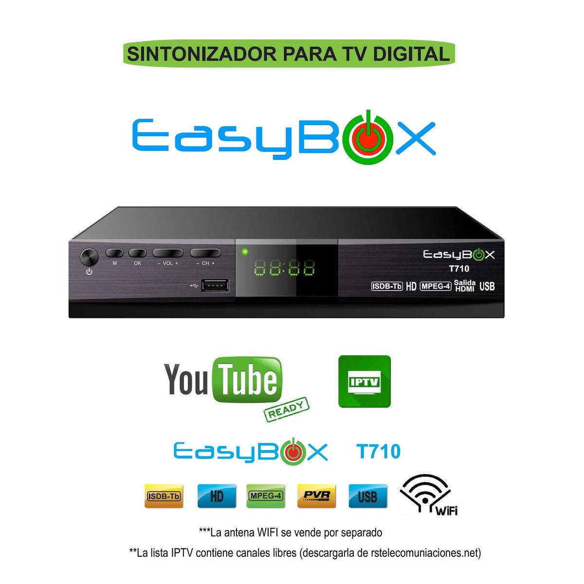 Easy Corp - Sintonizador Decodificador De Televisión Digital EASYBOX T710 HD