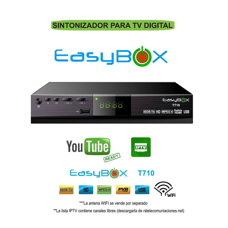 Easy Corp - Sintonizador Decodificador De Televisión Digital EASYBOX T710 HD