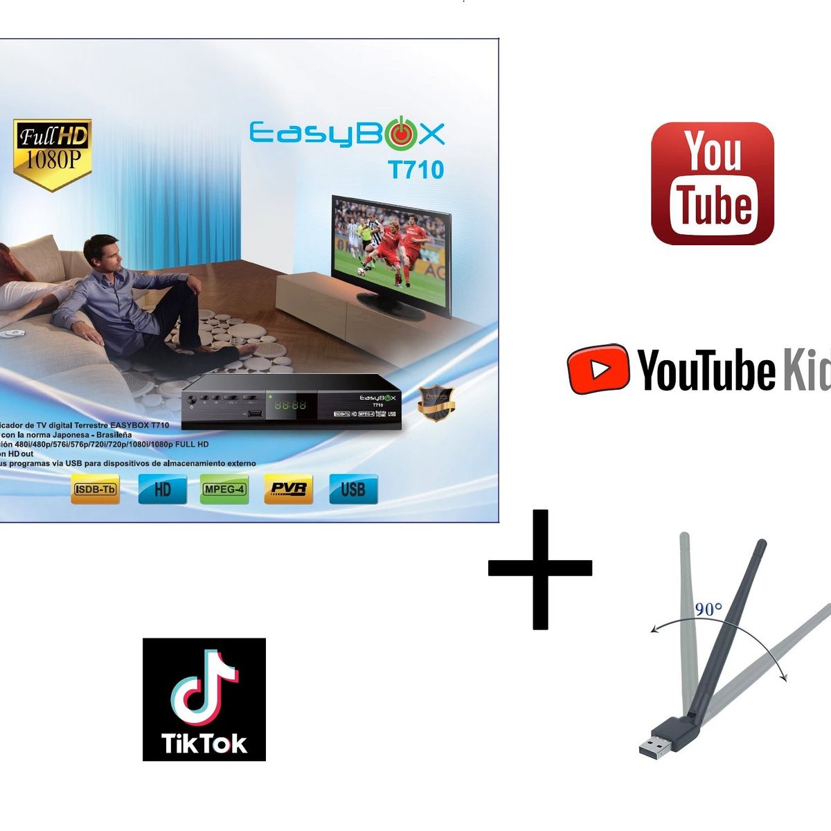 Easy Corp - Decodificador TV Digital Tv Full Hd Isdb-t Full HD Wifi Youtube